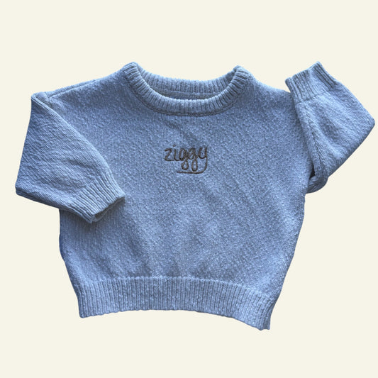 Ziggy Lou white knit logo jumper size 1 (Perfectly Imperfect)