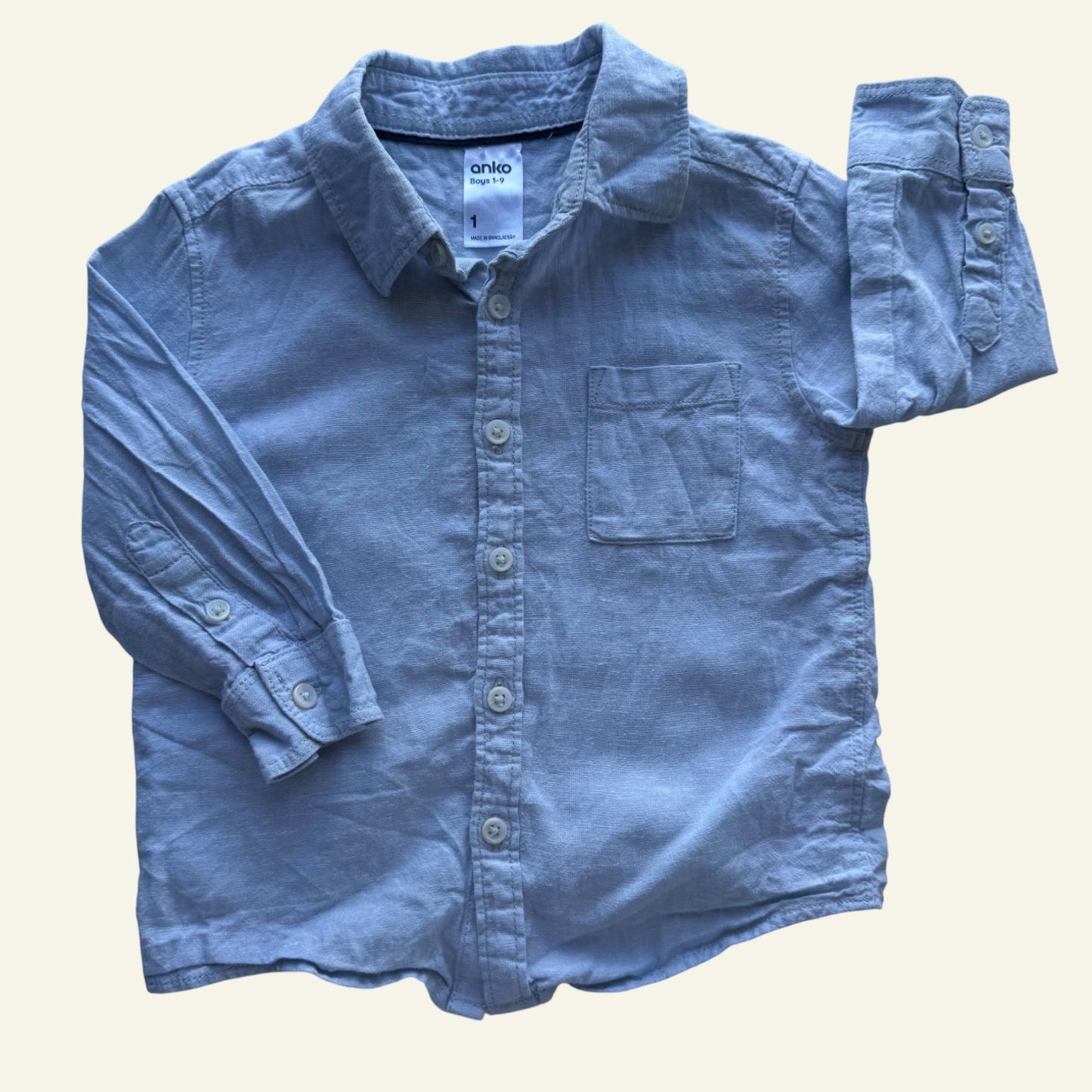 Anko pale blue button up shirt size 1