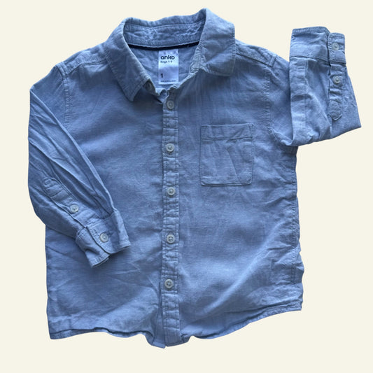 Anko pale blue button up shirt size 1
