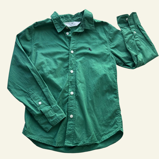 H&M green button up shirt size 7