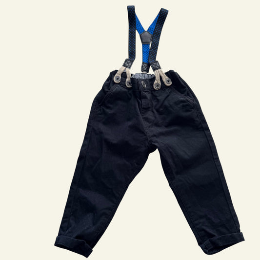 Dymples black pants with suspenders size 0