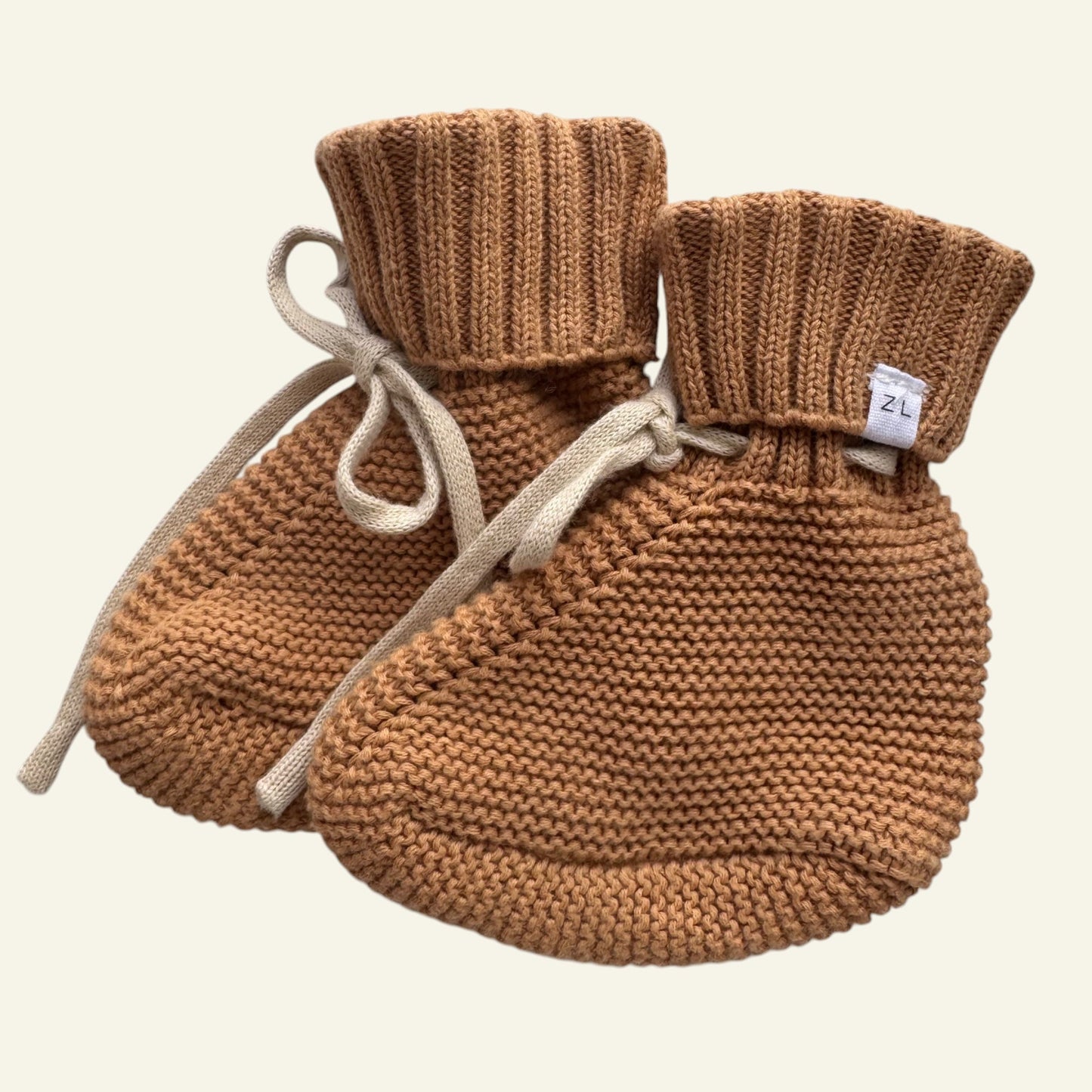 Ziggy Lou brown knit baby booties OS