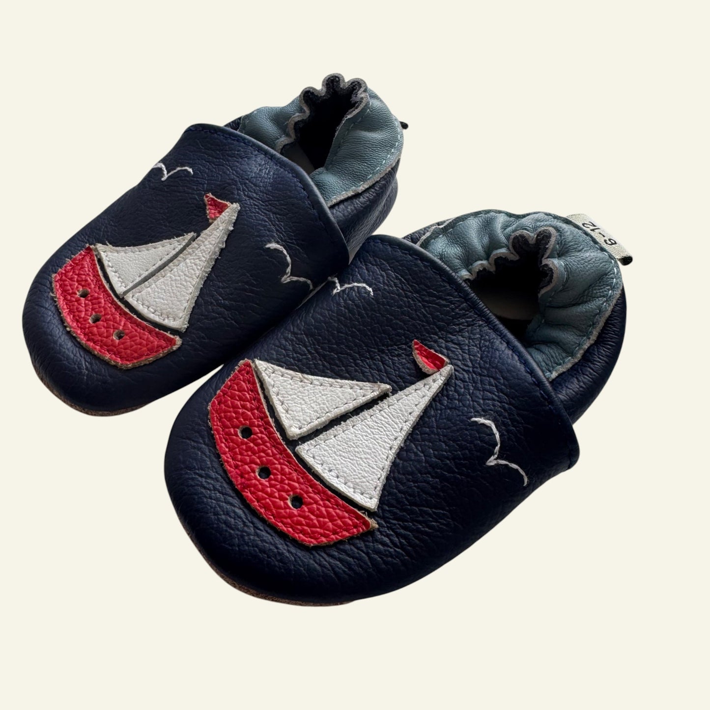 Sailboat navy soft sole shoes size 6-12 months