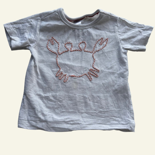 Anko white and red crab tshirt size 1 (Perfectly Imperfect)