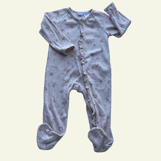 Jamie Kay beige floral frill onesie size 2