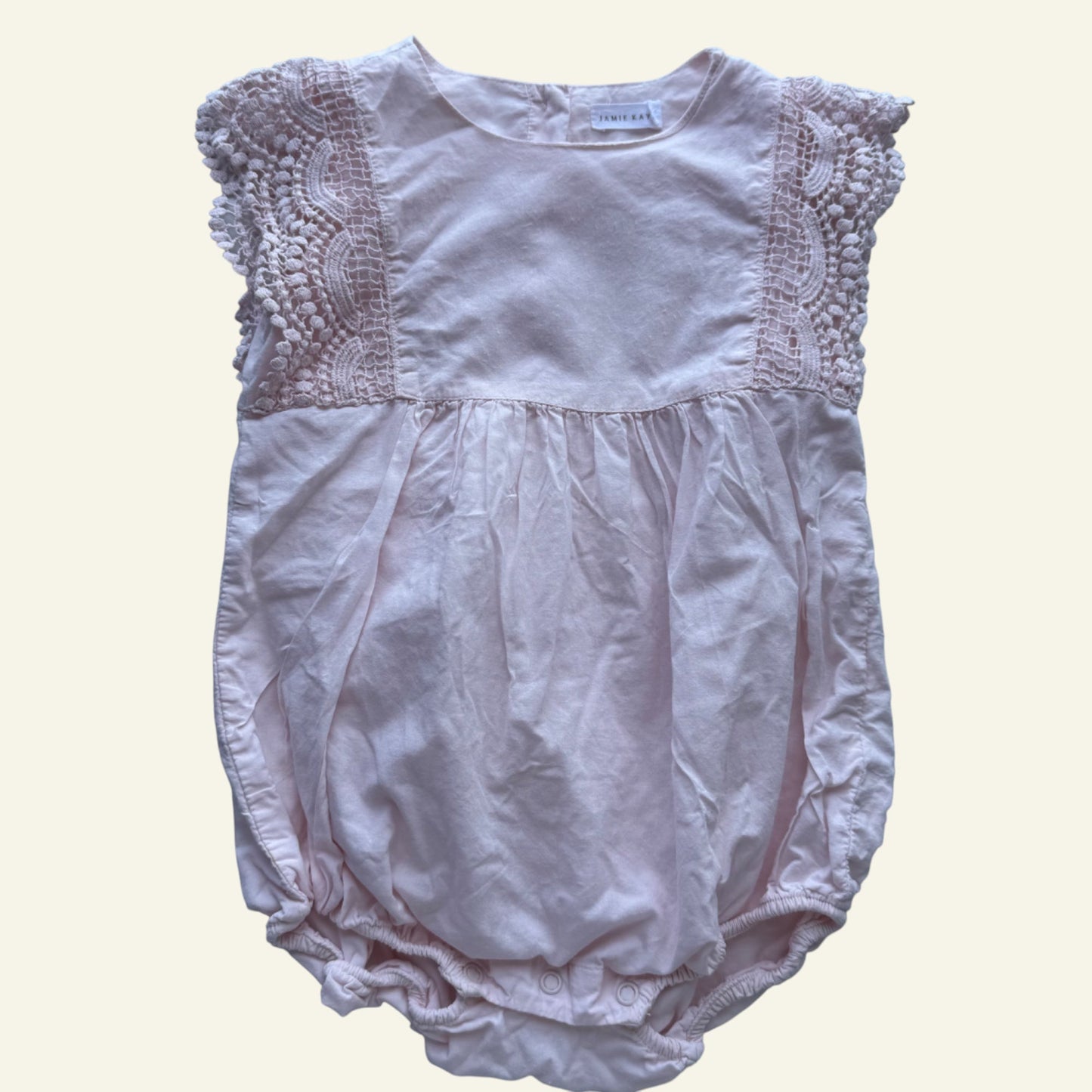 Jamie Kay pink frill sleeve romper size 2