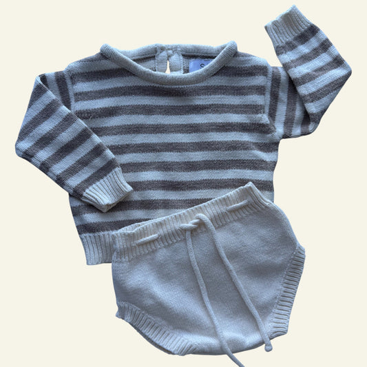 Sukoo brown and white stripe knit set size 00