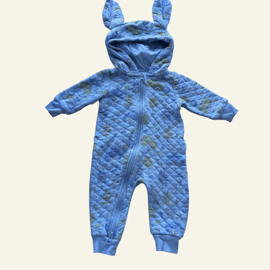 Purebaby blue hooded zip onesie size 00