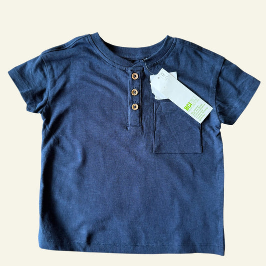 Anko navy blue henley top size 1 (BNWT)