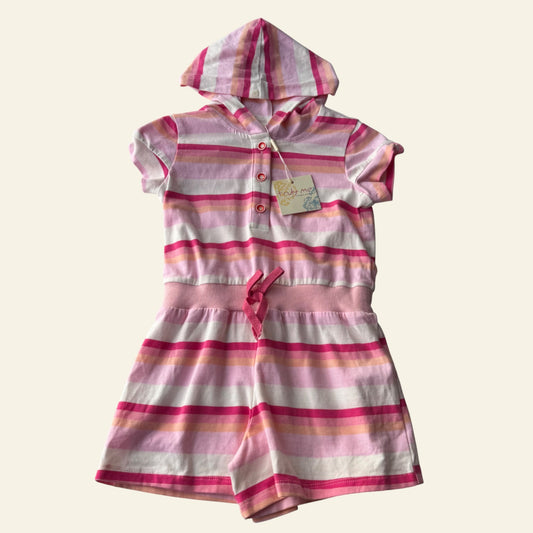 Truly Me pink striped hooded playsuit size 5 (BNWT)