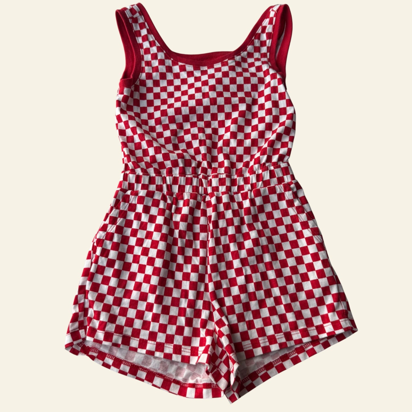 GAP red checked playsuit size 3