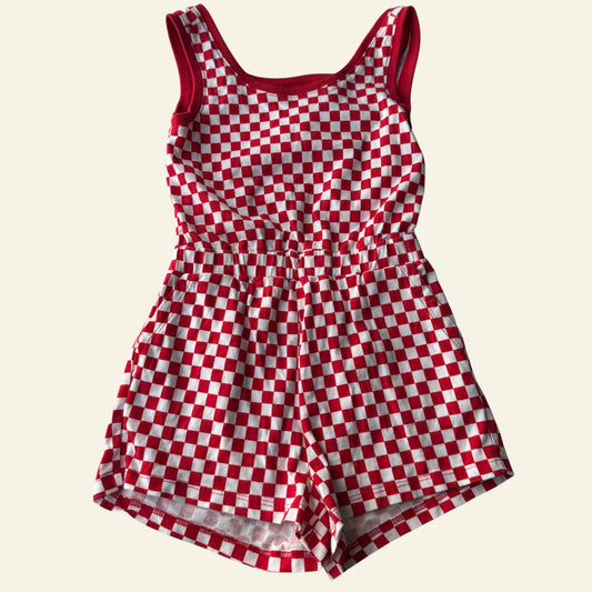 GAP red checked playsuit size 3