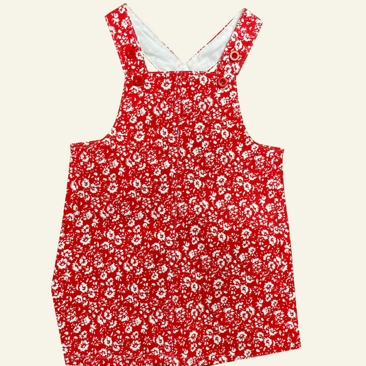 Ollies Place red floral pinafore dress size 0