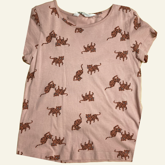 H&M pink cheetah tshirt size 8