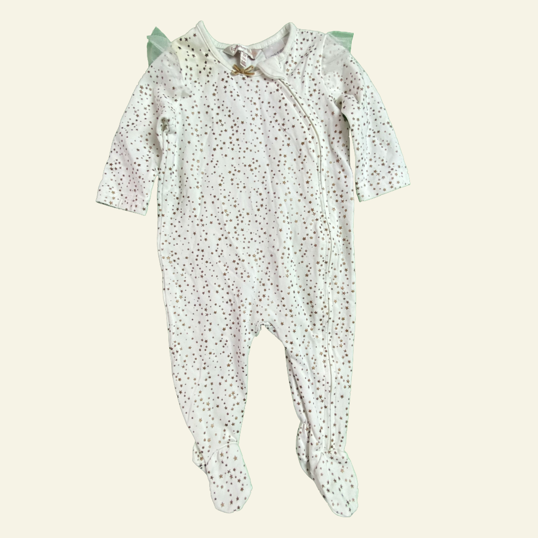 Fox & Finch white gold star onesie size 000