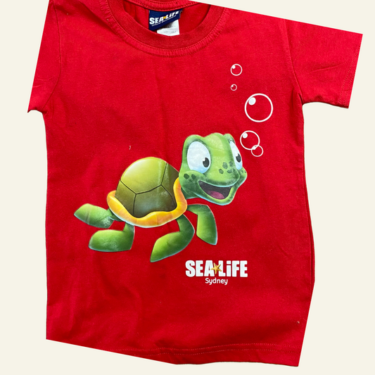 Sea Life red tshirt size 2