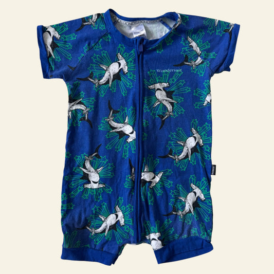 Bonds blue shark wondersuit size 2