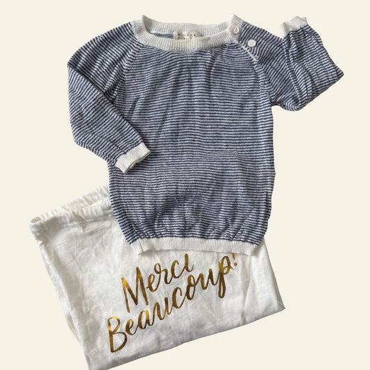 Wilson & Frenchy blue and white stripe top + wash bag size 00