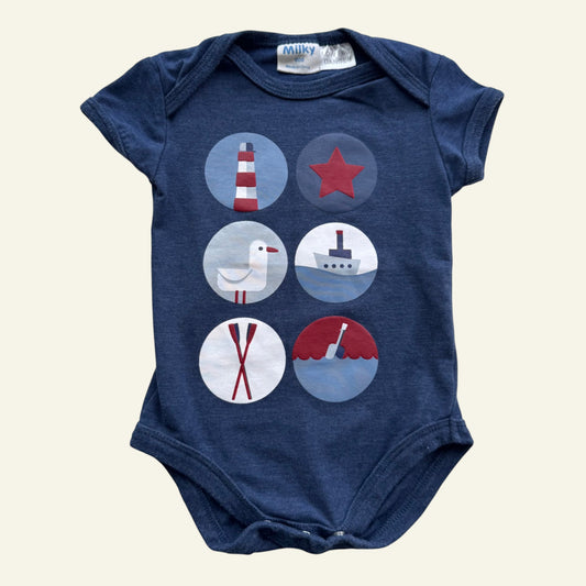 Milky navy sea life print bodysuit size 000