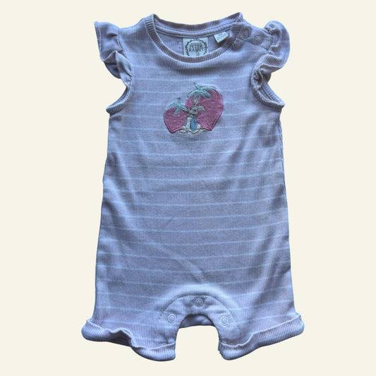 Peter Rabbit pink stripe romper size 00 (Perfectly Imperfect)