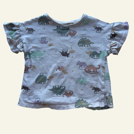 Next beige dinosaur tshirt size 2 (Perfectly Imperfect)