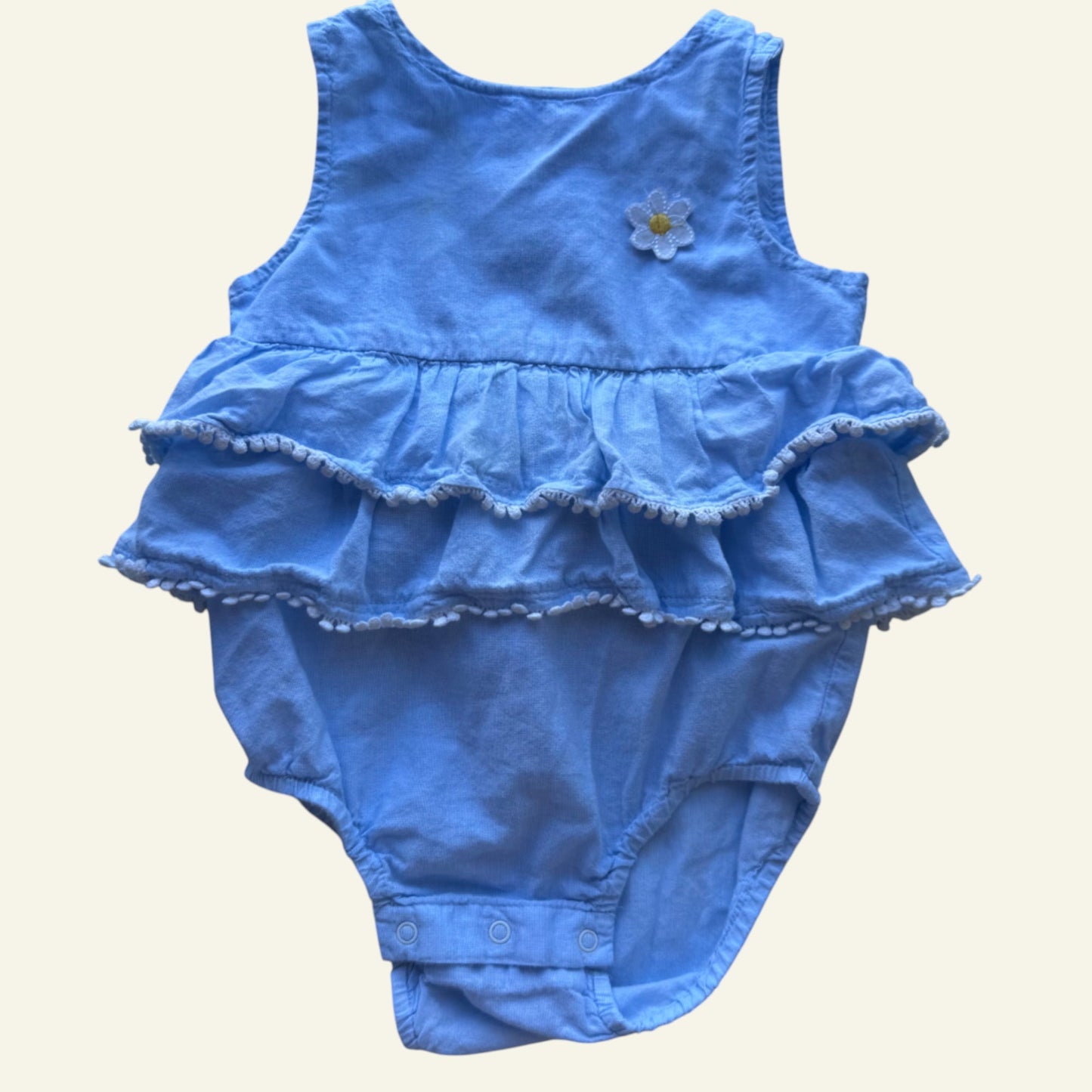 Sprout pale blue daisy romper size 1 (Perfectly Imperfect)