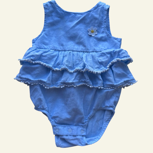 Sprout pale blue daisy romper size 1 (Perfectly Imperfect)