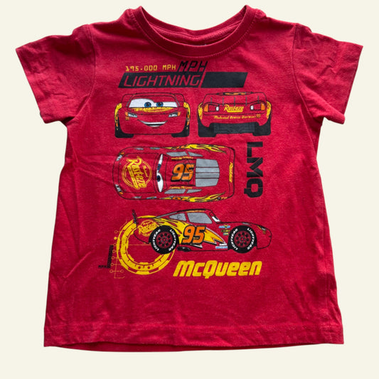 Cars red Lightening McQueen tshirt size 2 (Perfectly Imperfect)