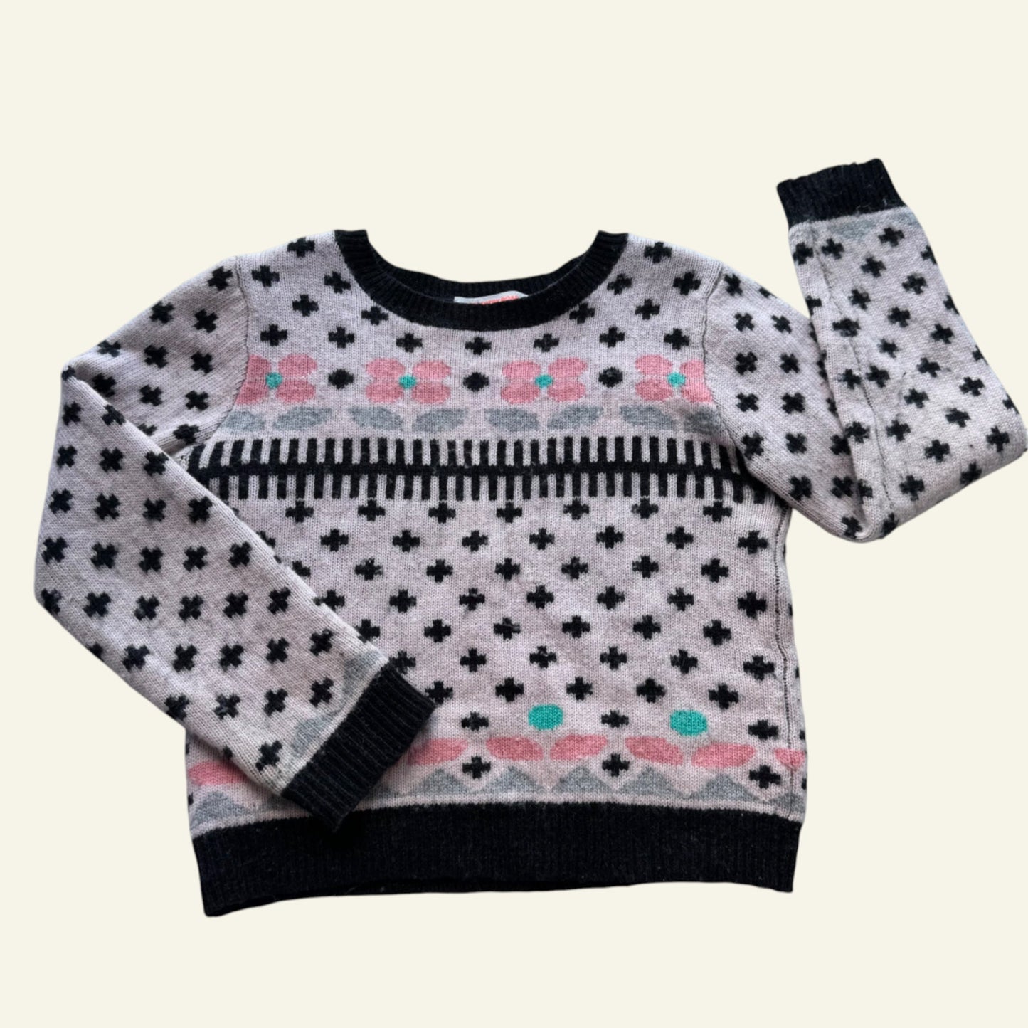 Country Road pink flower knit jumper size 7 (Perfectly Imperfect)