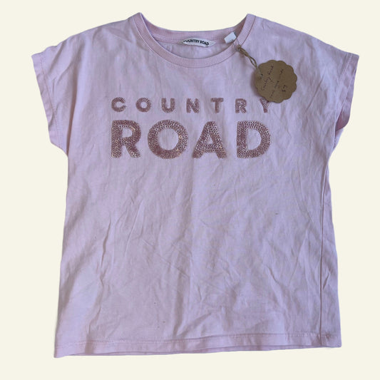 Country Road pink sequin logo t-shirt size 7 - perfectly imperfect