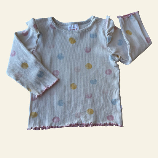 Sprout beige and rainbow spot top size 0 (Perfectly Imperfect)