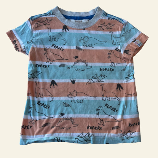 Milkshake blue and orange dino tshirt size 3 (Perfectly Imperfect)