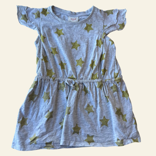 Seed grey and gold star dress size 3-4 (Perfectly Imperfect)