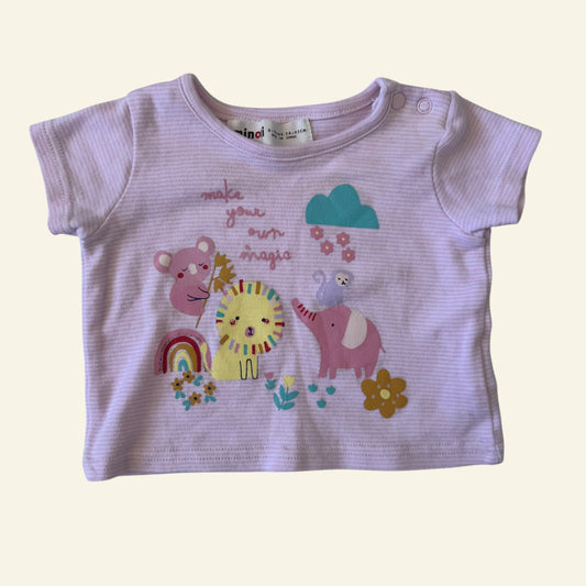 Minoti pink animal tshirt size 000 (Perfectly Imperfect)
