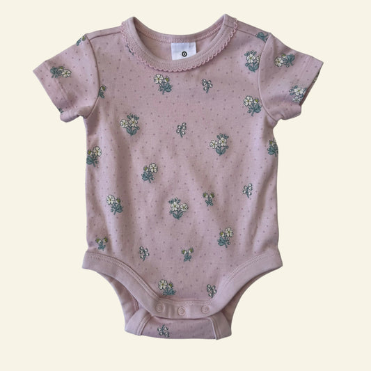 Target pink floral spot bodysuit size 0000 (Perfectly Imperfect)