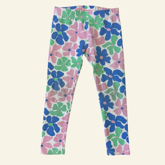 Seed blue pink and green floral leggings size 3 (Perfectly Imperfect)