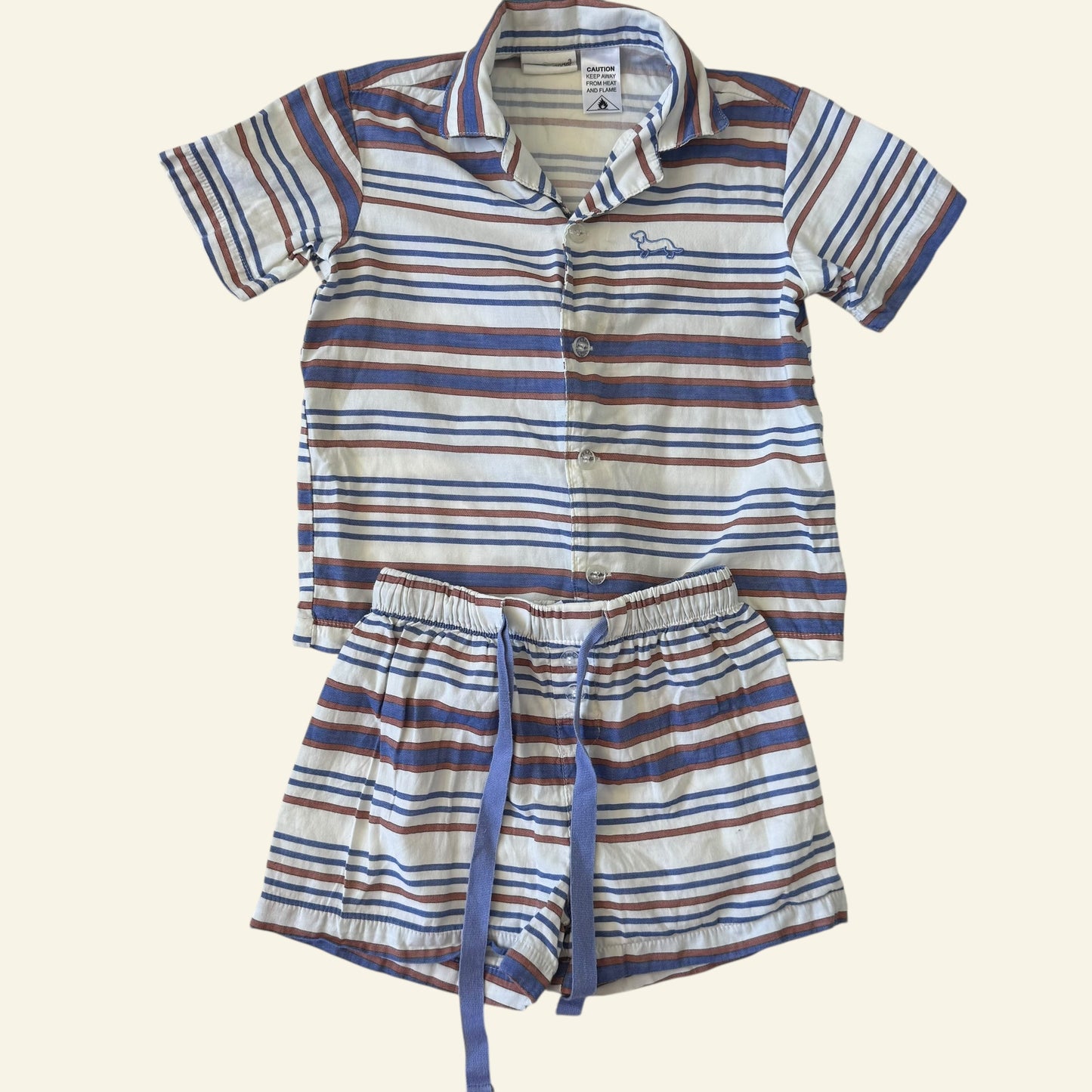 Peter Alexander blue and red stripe pyjamas size 3 (Perfectly Imperfect)