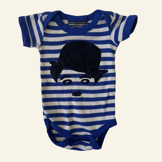 Rock Your Baby blue and white stripe bodysuit size 000 (Perfectly Imperfect)