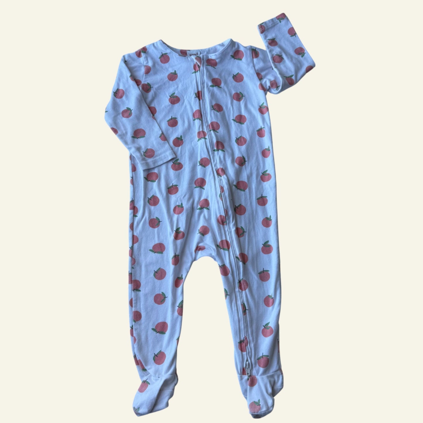 Seed white peach footed onesie size 1 (Perfectly Imperfect)