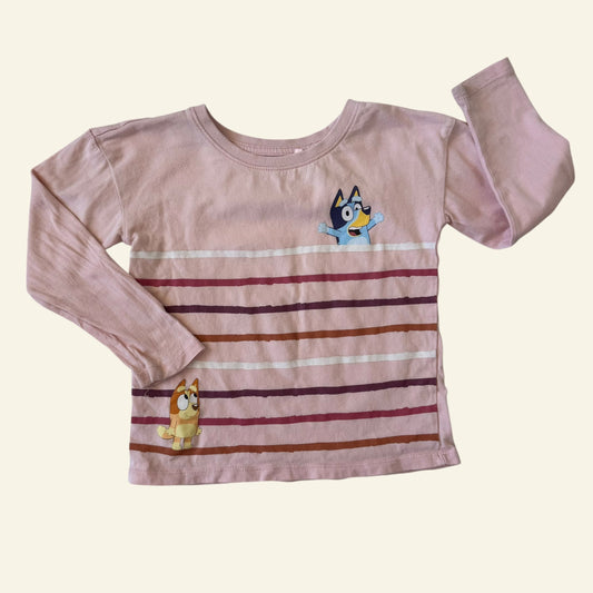 Bluey pink stripe long sleeve top size 3 (Perfectly Imperfect)