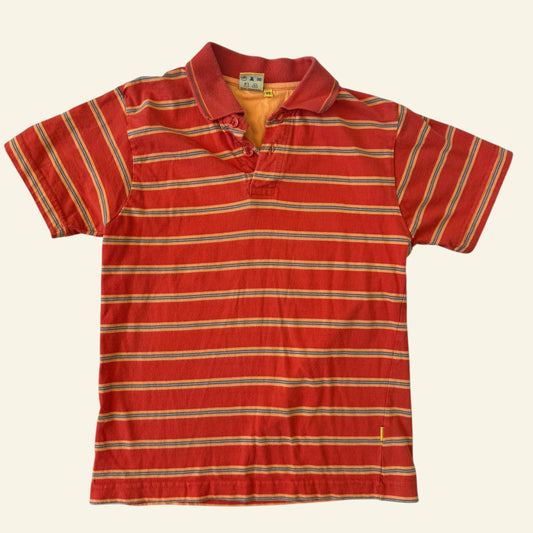 Sportking orange stripe polo top size 8-9 (Perfectly Imperfect)