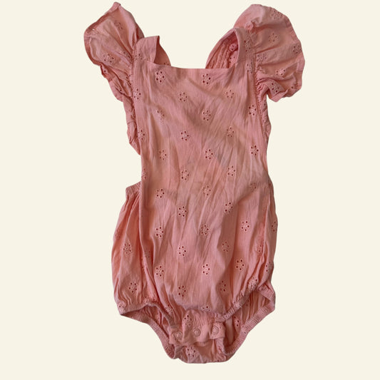 Baby Berry peach broderie romper size 1 (Perfectly Imperfect)