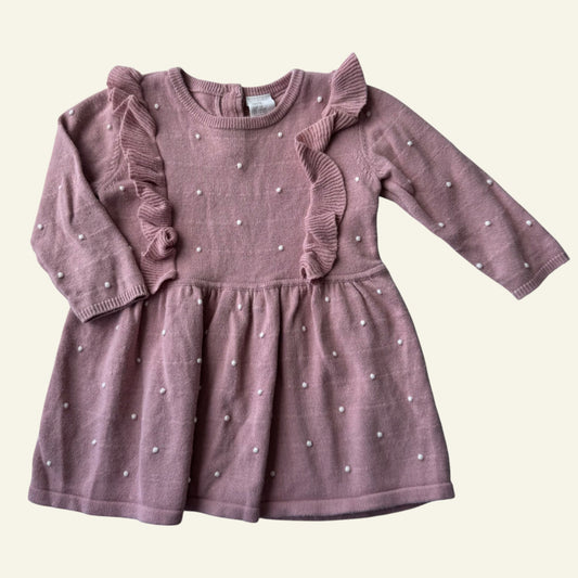 H&M pink spot knit dress size 00 (Perfectly Imperfect)