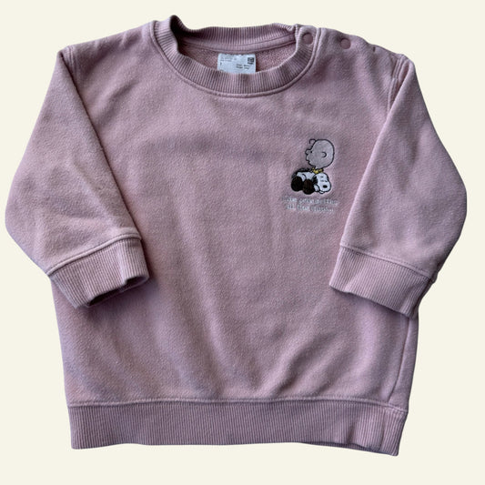 Uniqlo Charlie Brown pink jumper size 1 (Perfectly Imperfect)