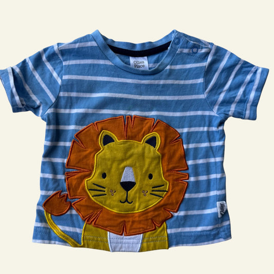 Ollies Place blue stripe lion tshirt size 00 (Perfectly Imperfect)