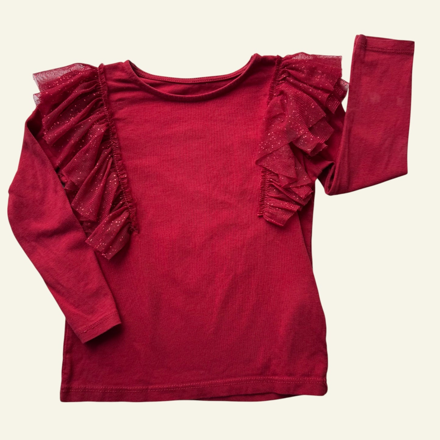 H&M red long sleeve top size 2-4 (Perfectly Imperfect)