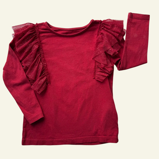 H&M red long sleeve top size 2-4 (Perfectly Imperfect)