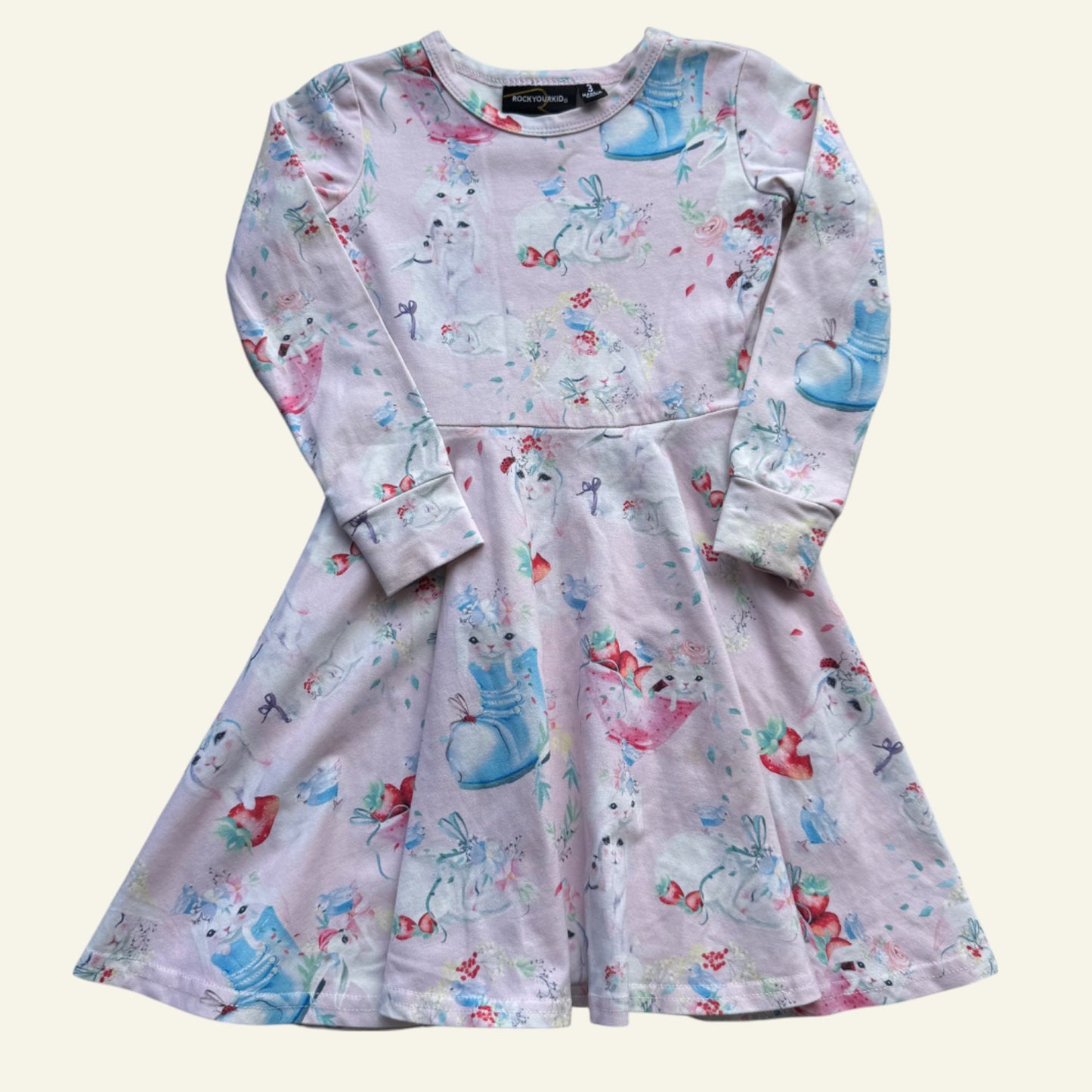 RYK pink rabbit long sleeve dress size 3 (Perfectly Imperfect)