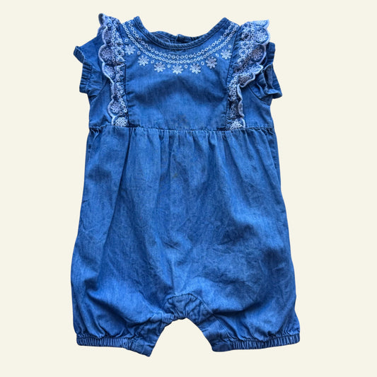 Target blue embroidered romper size 00 (Perfectly Imperfect)