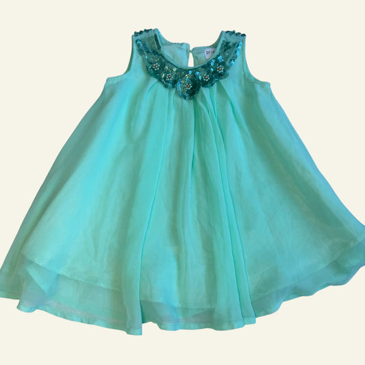 Origami turquoise silky sequin dress size 1